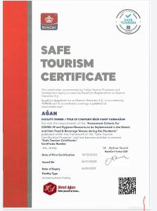 a certificate of a sake tourism certificate with a red stripe at Hotel Agan Oldcity Istanbul in Istanbul