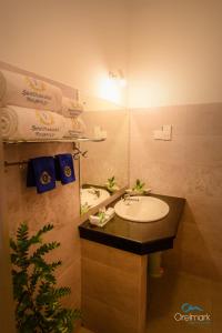 y baño con lavabo y espejo. en Seethawaka Regency en Avissawella