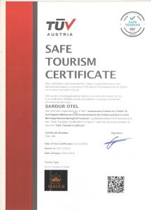 un cartel para el certificado de turismo estatal tyon austriaco en SARDUR HOTEL en Bostaniçi