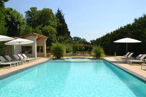 - une piscine avec des chaises longues et des parasols dans l'établissement Mas de Capelou, à Avignon