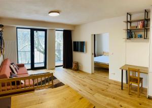 Televízia a/alebo spoločenská miestnosť v ubytovaní Apartmán U Kola na Brčálníku