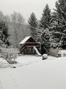 un gazebo con scivolo nella neve di Ferienwohnung Eulennest a Dippoldiswalde