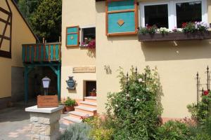 巴特尚道Ferienhaus Elbsandstein-Chalet的一座带花盒和窗户的建筑