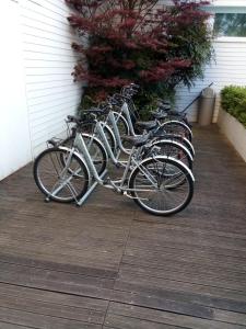 una fila de bicicletas estacionadas al lado de un edificio en Magnolia Room & Breakfast, en Faenza