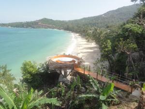 an aerial view of a beach with a building at High Life Bungalow in Haad Yao