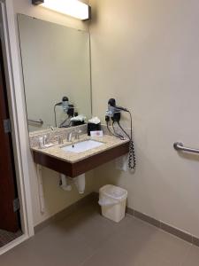 uma casa de banho com um lavatório e um espelho em Comfort Inn & Suites em Cheyenne