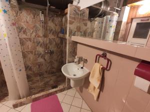 łazienka z umywalką, toaletą i prysznicem w obiekcie Apartament-studio, pokoje u Lucy w Rabce