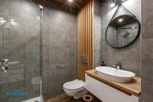 Koupelna v ubytování Apartamenty BlueSky - Nad Łomnicą 2B - blisko centrum Karpacza i sklepów, w spokojnej, zielonej okolicy + 37 fotografií