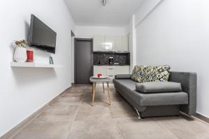 ネア・カリクラティアにあるHBA apartments 2 Vergia beachのソファとテレビのあるリビングルーム