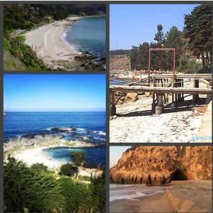 un collage de cuatro fotos de una playa en "ERyMAR" CASA PARA FAMILIAS A PASOS DE CALETA HORCON, en Puchuncaví