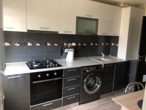 Кухня или кухненски бокс в Apartament modern Târgoviște în regim hotelier