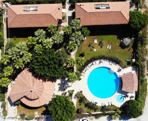 an overhead view of a resort with a pool at Hotel Palme Dalyan in Dalyan