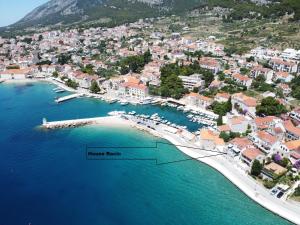 an aerial view of a harbor with boats in the water at House Racic in Bol