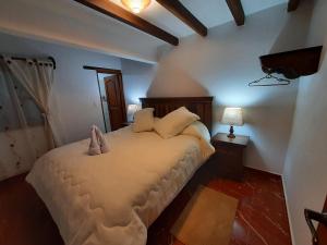 1 dormitorio con 1 cama grande en una habitación en Apartahotel saquenzipá, en Villa de Leyva