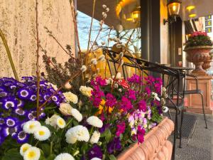 un bouquet de fleurs dans un pot de fleurs dans l'établissement City Hotel Ost am Kö, à Augsbourg