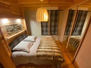 1 dormitorio con 1 cama grande en una habitación en Appartement rénové 4pers tout confort & garage, en Cauterets