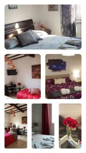 un collage di quattro foto di una camera da letto di B&B Pierilu' a Grosseto