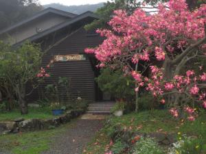 una casa con flores rosas delante de ella en Amami skeptical inn - Vacation STAY 14029v en Akina
