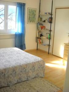 a bedroom with a bed and a window at Casa Alice in Locarno