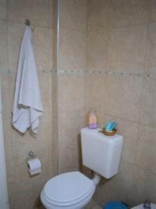 baño con aseo blanco y toalla en Alquiler Temporario San Luis en San Luis