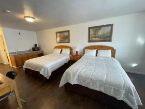 Postel nebo postele na pokoji v ubytování Traveler's Inn Carlin NV near Elko