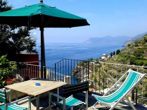 a table and chairs with a view of the ocean at ARIA DI MARE, Manarola - Camere con vista mare! in Manarola