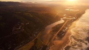 an aerial view of a river and the ocean at Boardwalk Lodge – Self-Catering in Wilderness