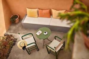 A seating area at Summer House in Santorini