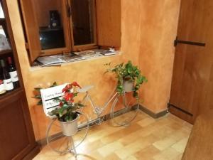 two potted plants in a corner of a room at Il Roccolo Di Valcerasa in Treia