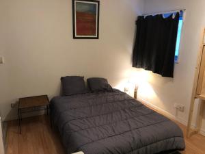 ein Schlafzimmer mit einem Bett und einem Fenster in der Unterkunft Studio au centre des 2 alpes in Les Deux Alpes