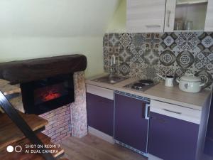 RupeにあるImmaculate 2-Bed Cottage near Krka Waterfallsのキッチン(コンロ付) 煉瓦窯