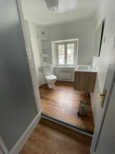 a bathroom with a toilet and a sink at Appartement idéalement situé Ax-les-thermes in Ax-les-Thermes