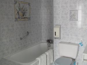 a bathroom with a tub and a toilet and a sink at Le Grand Hotel in Cherbourg en Cotentin +34 photos