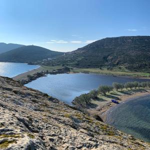 an aerial view of a large body of water at Patmos Villas in Grikos