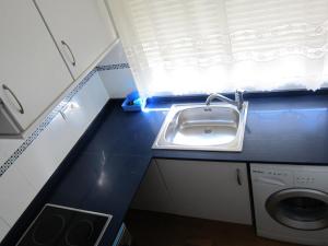 een keuken met een wastafel en een wasmachine bij Apartamentos Valencia in Valencia