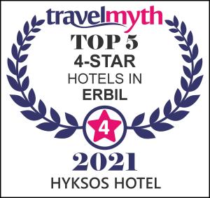 ein Logo für ein Top-Star-Hotel in Houston in der Unterkunft Hyksos Hotel in Erbil
