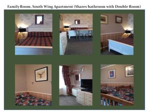 a collage of photos of a hotel room at Bannockburn Inn in Helmsdale