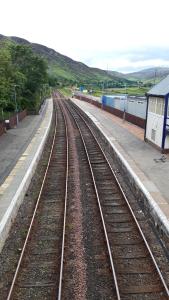 a set of train tracks at a train station at Bannockburn Inn in Helmsdale