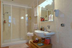 een badkamer met een douche en een wastafel en een douche bij Dimora di frate Sole in Terzolas