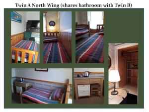 a collage of pictures of a room with a bed and a desk at Bannockburn Inn in Helmsdale
