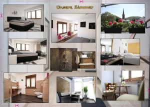 a collage of photos of a living room at Pension am Treiser Kiosk in Treis-Karden