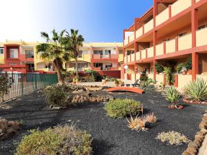 un patio de un edificio de apartamentos con jardín en Rosie House 2, en Parque Holandes