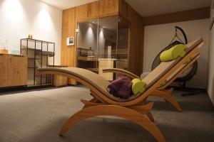 Ein Sitzbereich in der Unterkunft Appartements Blumenwiese