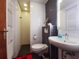 a bathroom with a white toilet and a sink at Quartier12 "Ski in & Bike out" - Fewo ZEIT in Willingen +32 photos