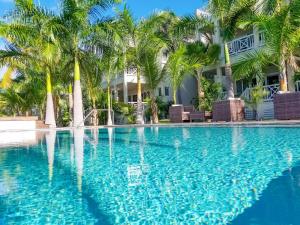a swimming pool with palm trees and palm trees at South Point Antigua in English Harbour Town