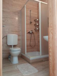 W łazience znajduje się toaleta, prysznic i umywalka. w obiekcie Ratak House w mieście Prižba