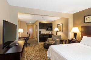 um quarto de hotel com uma cama e uma televisão de ecrã plano em Holiday Inn Express Bloomington West, an IHG Hotel em Bloomington