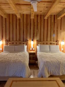 Un pat sau paturi într-o cameră la Cabaña Zacatlan Jacuzzi