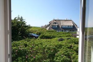 a house on a hill with a field of flowers at Haus Decker, App 2 in Wenningstedt
