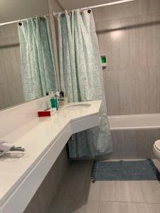 een badkamer met een wastafel, een bad en een douche bij Nuevo Loft en Palermo Hollywood in Buenos Aires